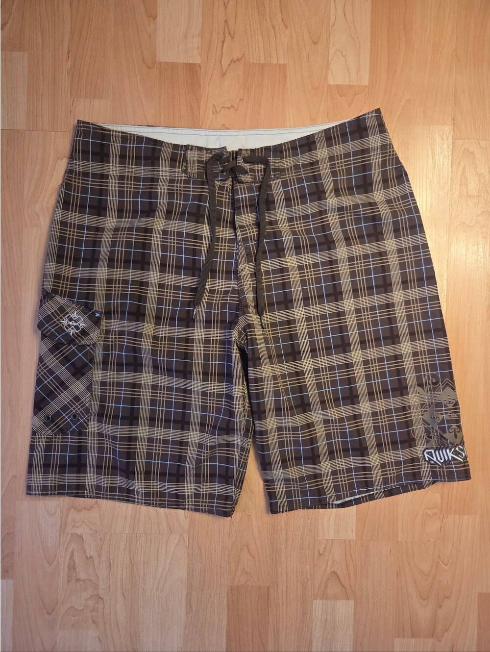 Quiksilver plaid swim trunks